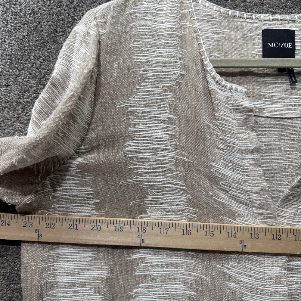 NIC+ZOE Tunic Top Women XL Button Up 3/4 Sleeve Linen Cotton Coastal Summer Boho - Picture 5 of 13